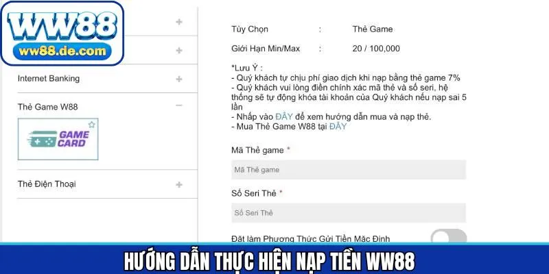 Quy trình nạp tiền WW88 siêu dễ hiểu dành cho newbie